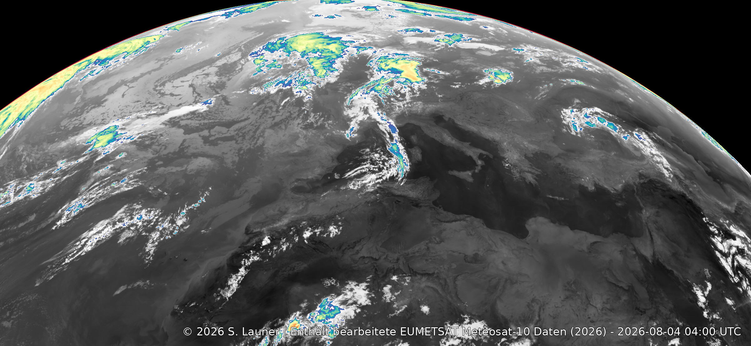 Latest Meteosat-10 Europe Colorized IR Clouds satellite image