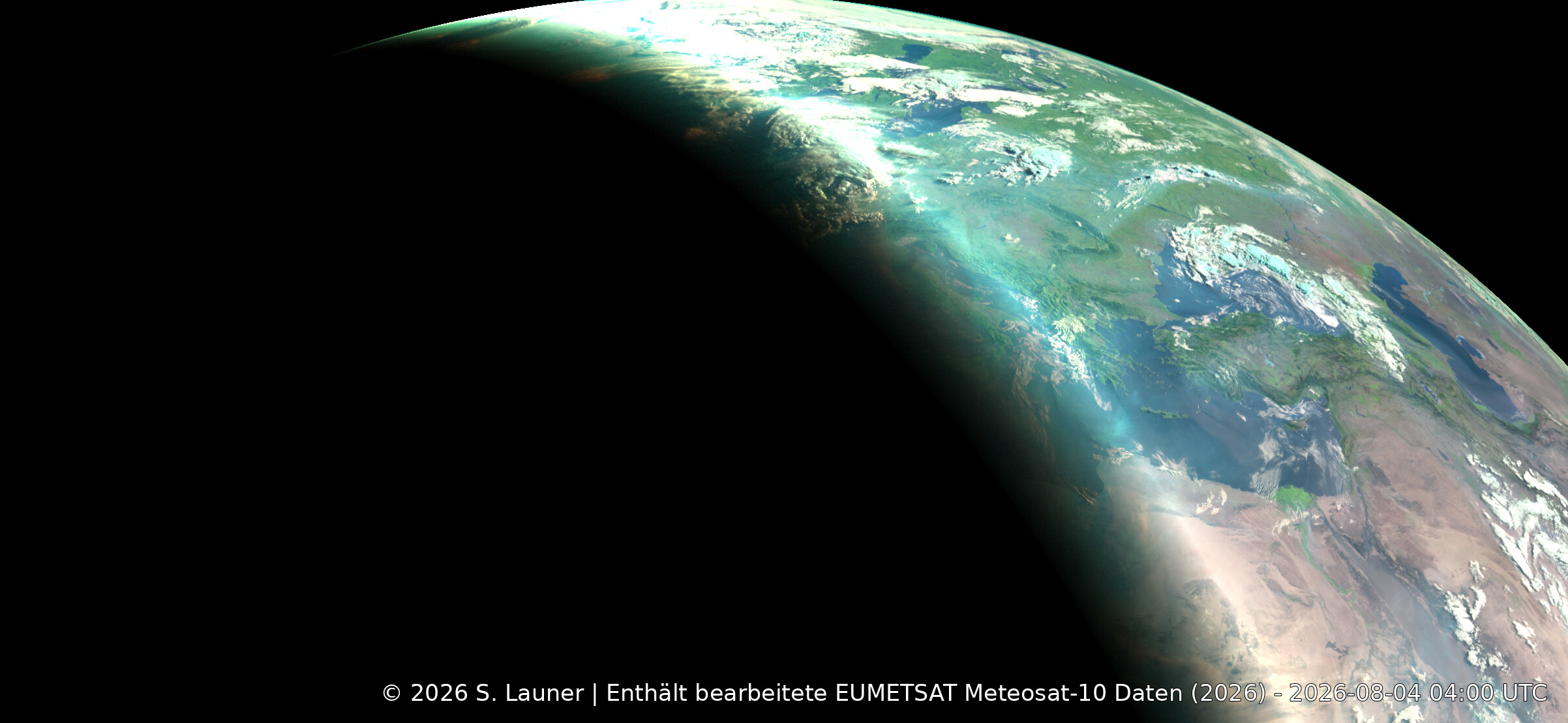 Latest Meteosat-10 Europe Natural Color satellite image
